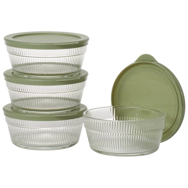 Farberware&#40;R&#41; 8oz. Embossed Glass Round Bowls with Lids - image 