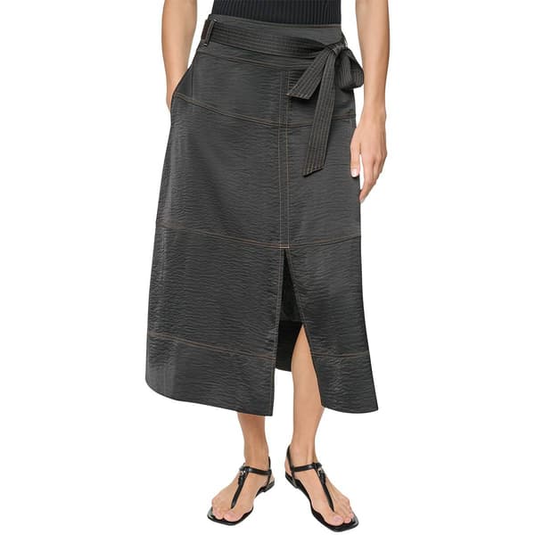 Womens DKNY Tie Waist Contrast Stitch Midi Skirt - image 