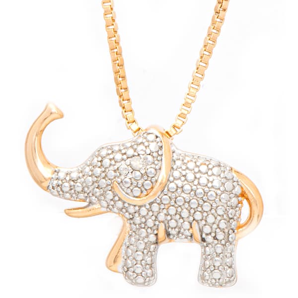 Gianni Argento Gold Diamond Elephant Pendant Necklace - image 