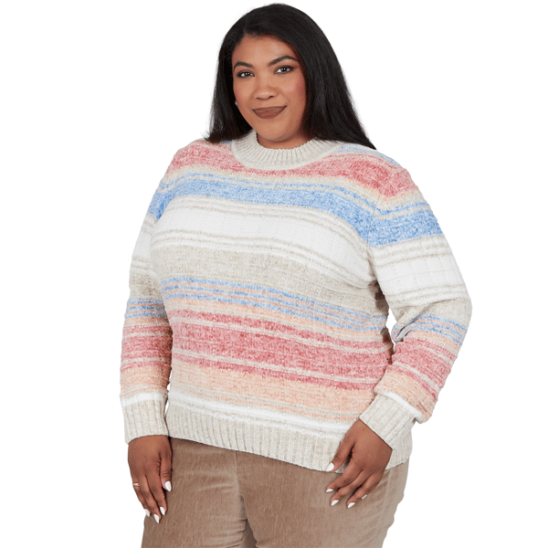 Plus Size Alfred Dunner Sunset Ridge Space Dye Stripe Sweater