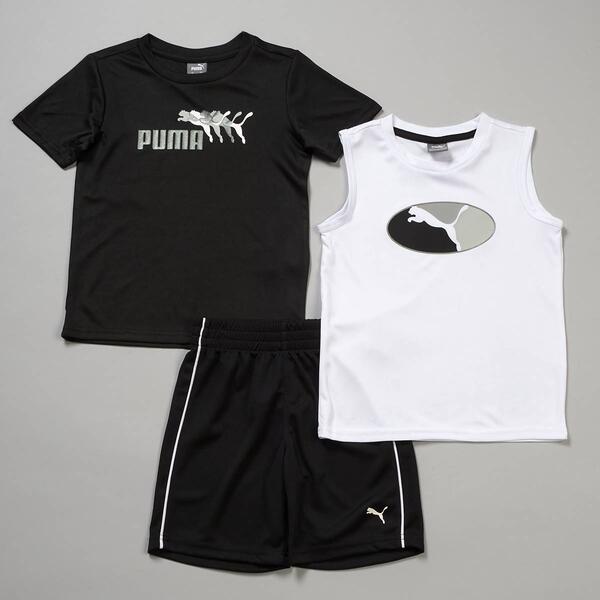 Boys &#40;4-7&#41; Puma 3pc. Muscle/Short Sleeve & Shorts Set - image 