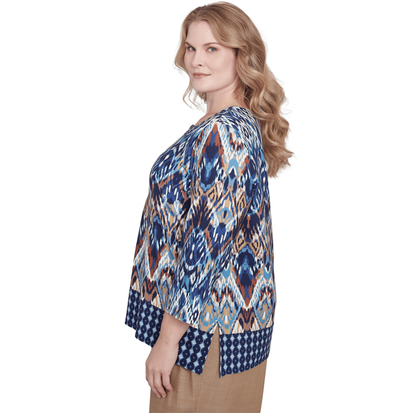 Plus Size Alfred Dunner Summer Solstice Ikat Diamond Blouse