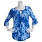 Petite Notations 3/4 Ruffle Sleeve Jacquard Keyhole Blouse - image 1