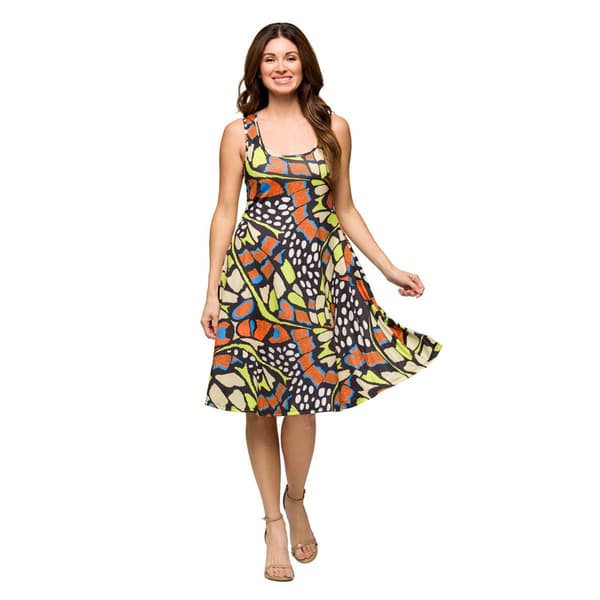 Womens 24/7 Comfort Apparel Butterfly Sleeveless Tank Swing Dress