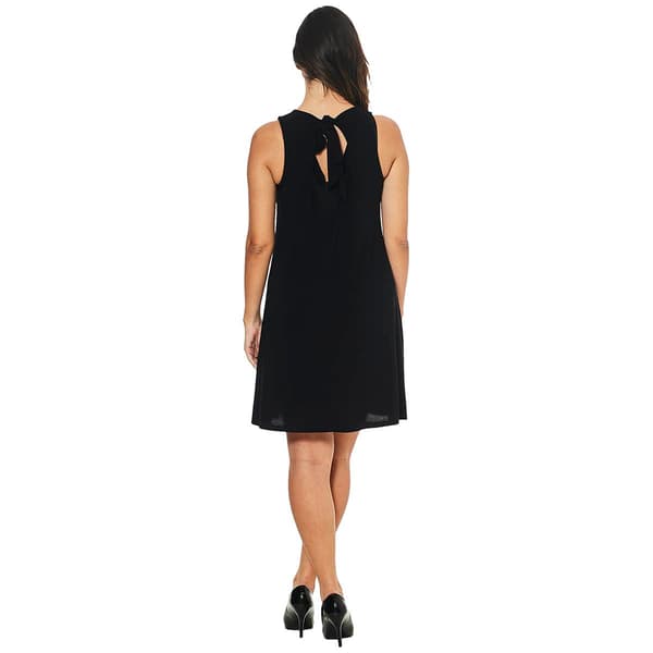 Petite MSK Sleeveless Tie Back Keyhole Solid Swing Shift Dress