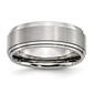Mens Gentlemen's Classics&#40;tm&#41; Silver Ridged Edge 8mm Wedding Band - image 1