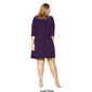 Plus Size MSK 3/4 Sleeve Half Zip Swing A-Line Dress - image 2