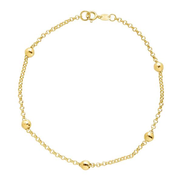 Gold Classics&#40;tm&#41; Rolo Link Chain Beaded Bracelet - image 