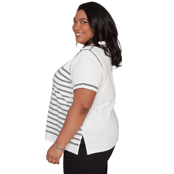 Plus Size Alfred Dunner Crowd Pleaser Sequin Stripe Blouse