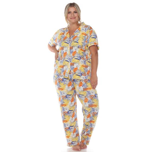 Plus Size White Mark Tropical Flower Pajama Set