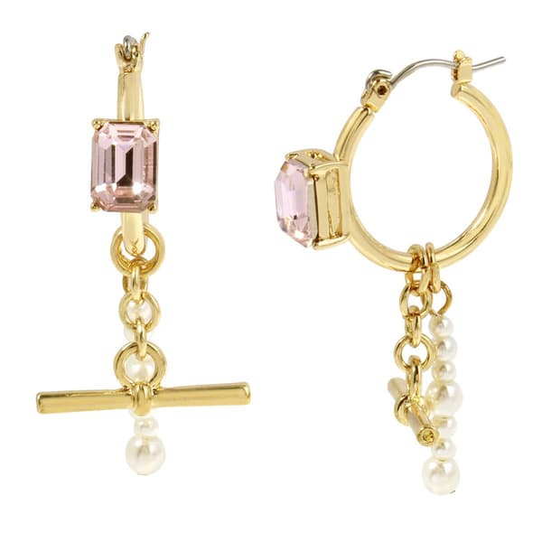 Steve Madden Punk Romance Pearl Gem Hoop Earrings - image 
