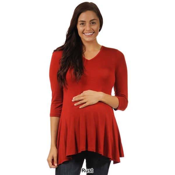 Womens 24/7 Comfort Apparel 3/4 Sleeve Tunic Maternity Top