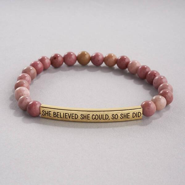 Inspirational Genuine Stone She Believed Rhodonite Bracelet - image 