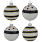 Northlight 4ct. Shiny White & Black Striped Christmas Ornaments - image 1