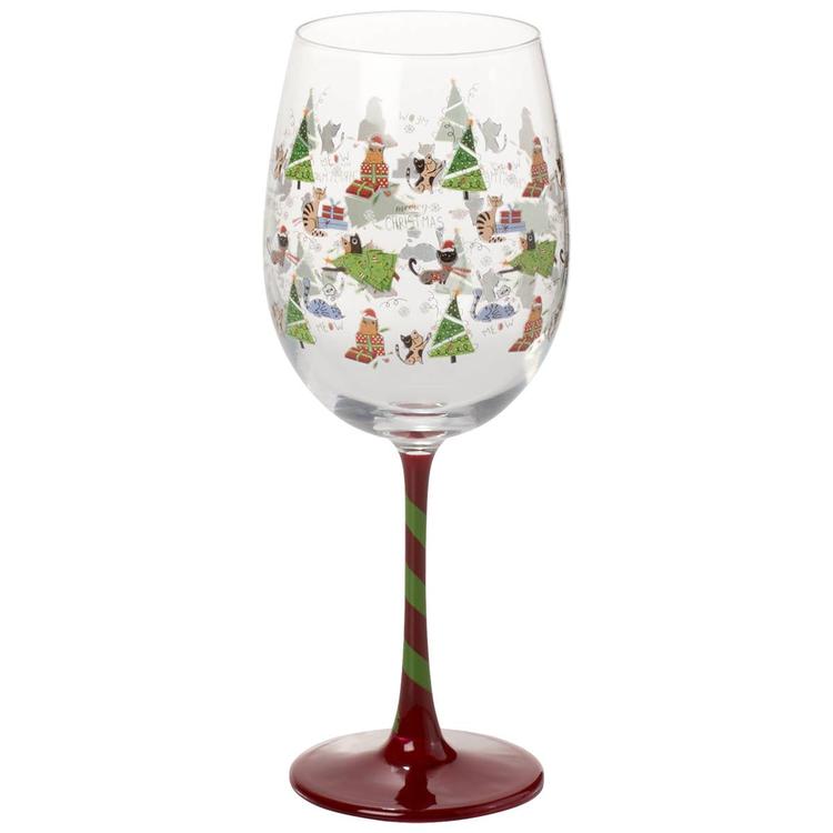 Home Essentials 15oz. Christmas Cats Goblet