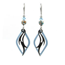 Silver Forest Silver-Tone & Chambray Blue Diamond Earrings