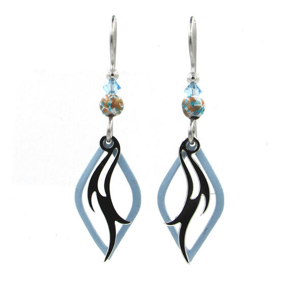 Silver Forest Silver-Tone & Chambray Blue Diamond Earrings - image 