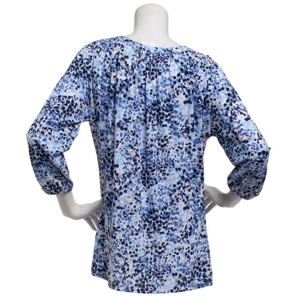 Plus Size Emily Daniels 3/4 Sleeve Waffle Dot Button Front Blouse
