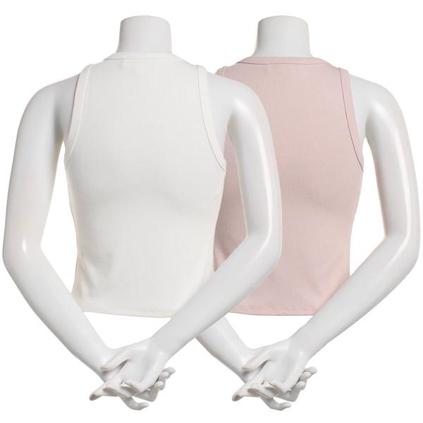 Juniors Pink Rose 2pk. Model Spandex Rib Crew Neck Tank Tops