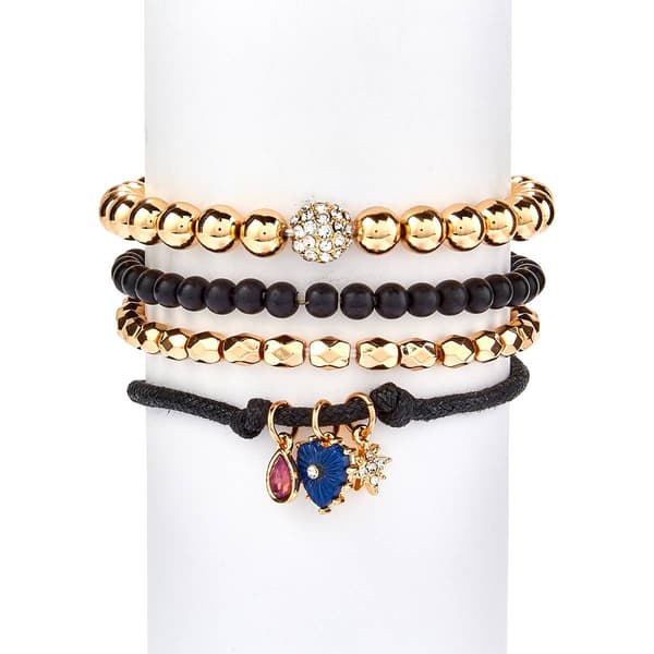Ashley Set of 4 Gold/Navy Beaded Bracelet Set - image 