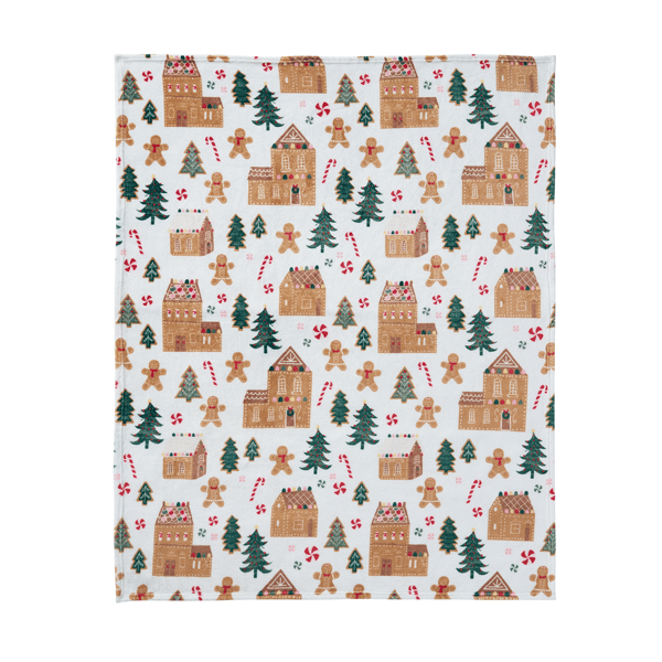 Hallmark Gingerbread 2pc. Holiday Plush Throw & Pillow Set