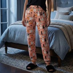 Womens MUK LUKS(R) Halloween Ghost Mixed Media Pajama Joggers