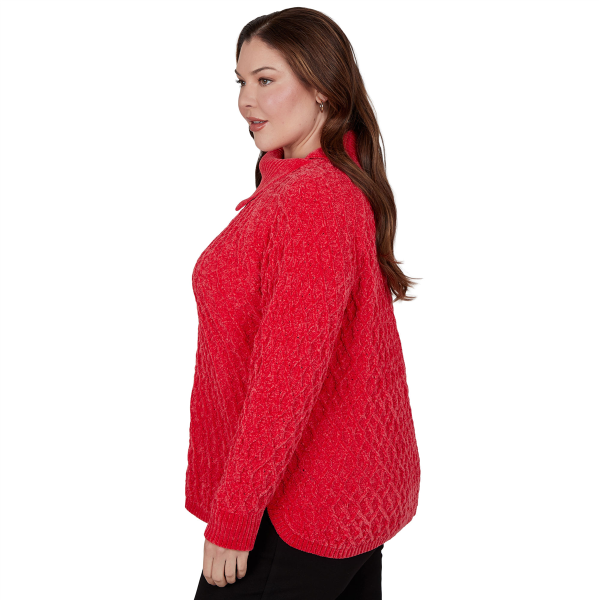 Plus Size Hearts of Palm Wrapped in Rubies Cable Knit Sweater