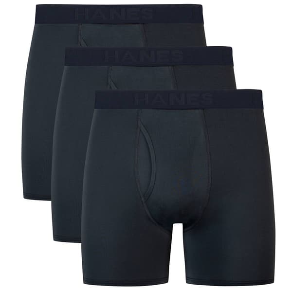 Mens Hanes Ultimate® Comfort 3pk. Boxer Briefs - Sport Black