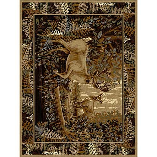 Tayse Nature Fern Deer Lodge Area Rug - Beige - image 