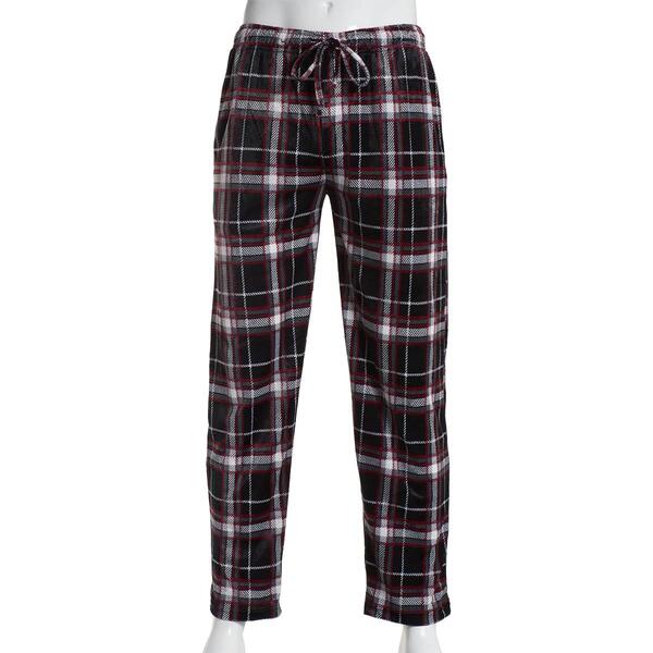 Mens Preswick & Moore Plaid Silky Fleece Pajama Pants - Red/White - image 