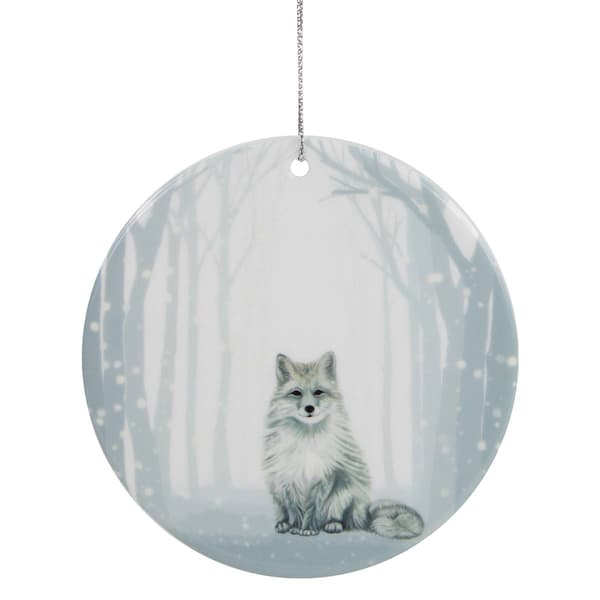 Northlight Seasonal 4in. Arctic Fox Disc Christmas Ornament