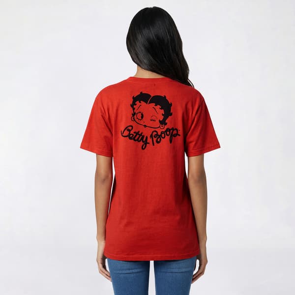 Juniors Betty Boop Flocked Front Back Tee