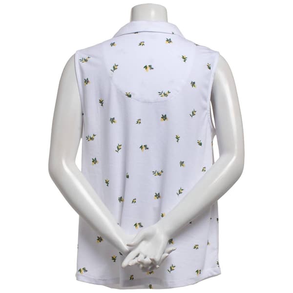 Womens Emily Daniels Sleeveless Ditsy Lemon Split Neck Blouse