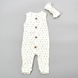 Baby Girl &#40;NB-9M&#41; Willow + Whimsy&#40;R&#41; Heart Coveralls w/ Headband