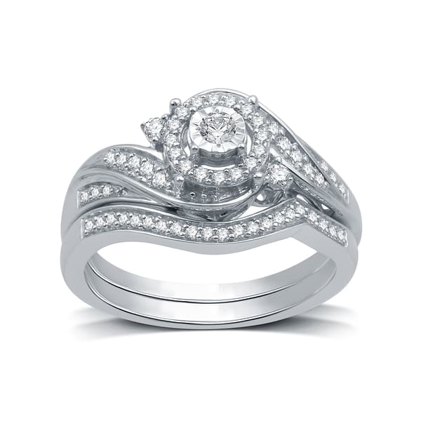 Loveblooms&#40;tm&#41; Sterling Silver 1/3ctw. Diamond Bridal Set