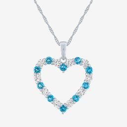 Gemstone Classics(tm) Genuine Topaz & Sapphire Heart Pendant