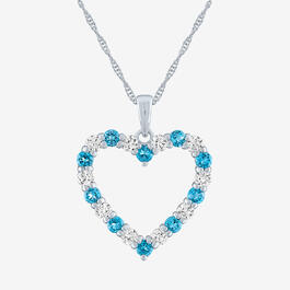 Gemstone Classics&#40;tm&#41; Genuine Topaz & Sapphire Heart Pendant