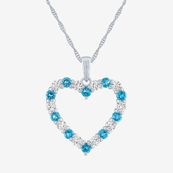 Gemstone Classics(tm) Genuine Topaz & Sapphire Heart Pendant - image 