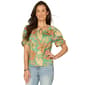 Womens Democracy Short Sleeve Keyhole Neck Woven Blouse - image 1