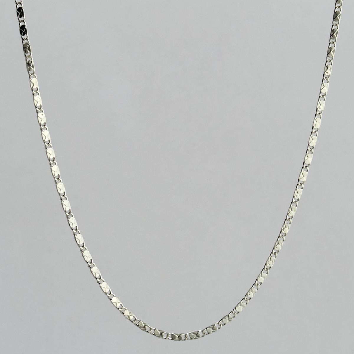 Design Collection Silver-Tone Flat Rectangle Necklace