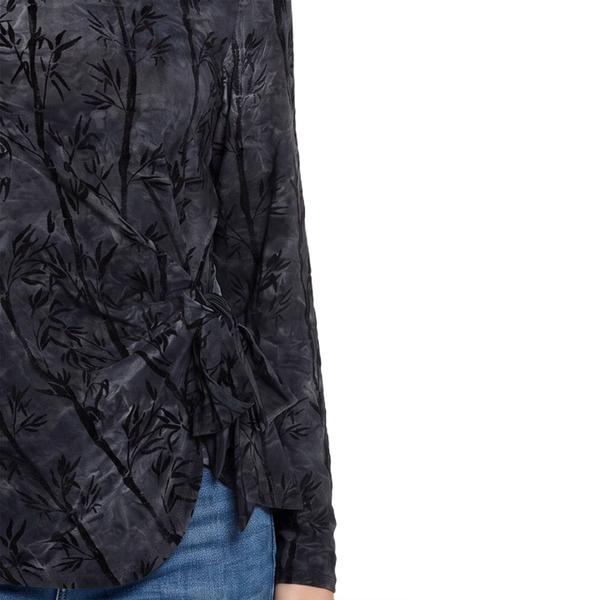 Womens NY Collection Long Sleeve Side Knot Branch Blouse