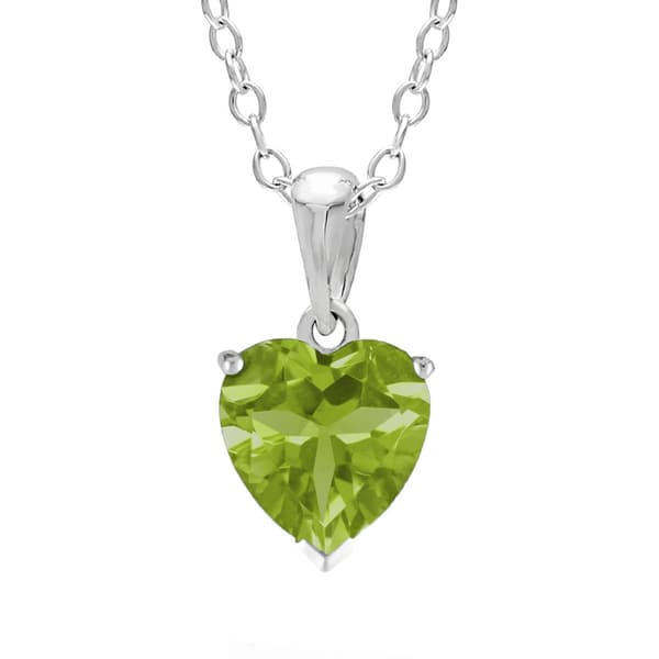 Sterling Silver Peridot Heart Pendant - image 