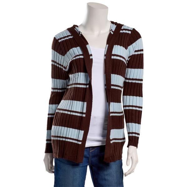 Juniors Madden Girl Stripe Open Front Hood Cardigan - image 