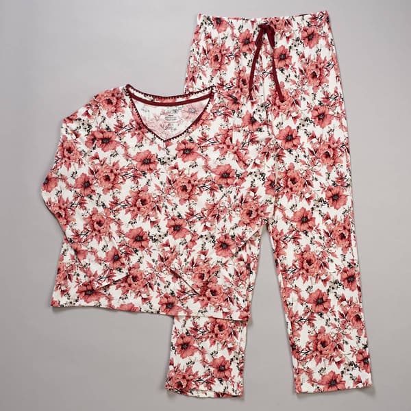 Womens Rene Rofe&#40;R&#41; Long Sleeve Mini Waffle Floral Pajama Set