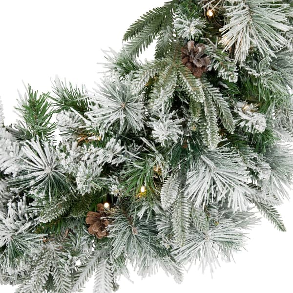 Northlight Seasonal 30in. Pre-Lit Pine Flocked Christmas Wreath