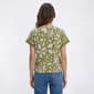 Womens Como Blu Cap Sleeve Leaf Abstract V-Neck Lace Blouse - image 2