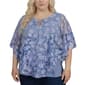 Plus Size NY Collection 3 O-Ring Floral Poncho Blouse - image 1