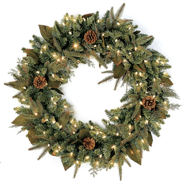 Northlight 24in. Pre-Lit Green River Spruce Christmas Wreath - image 