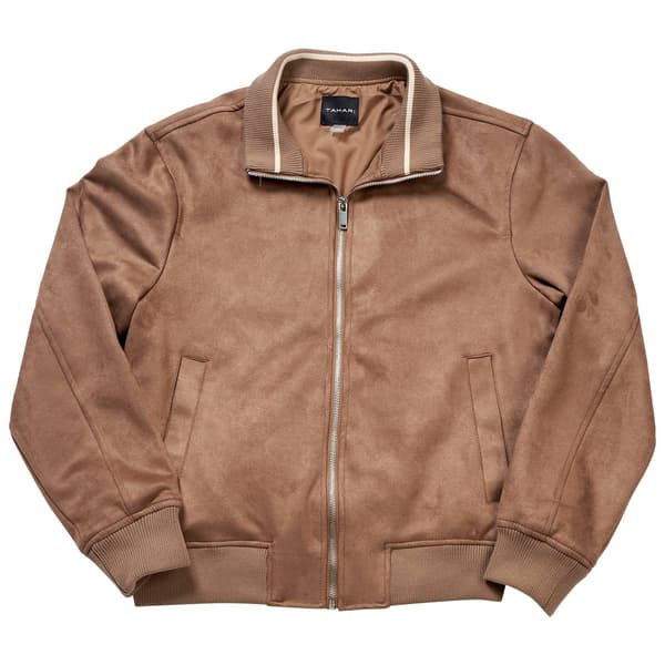 Mens Tahari Faux Suede Full  Zip Jacket