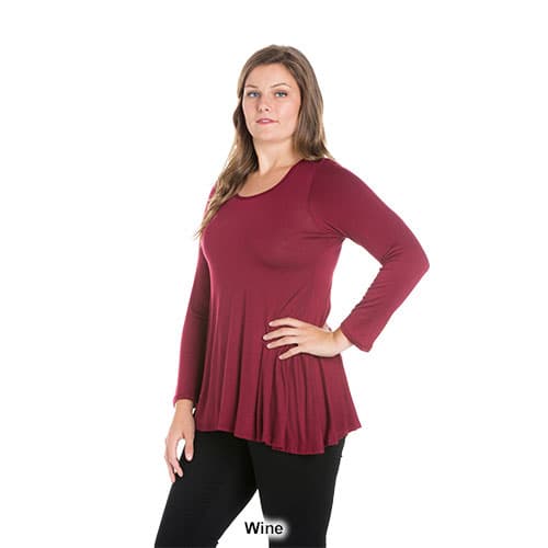Plus Size 24/7 Comfort Apparel Poised Long Sleeve Swing Tunic Top
